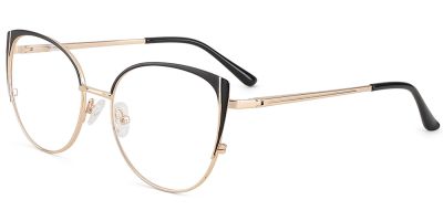 Cat Eye Prescription Glasses 23154 Black Gold