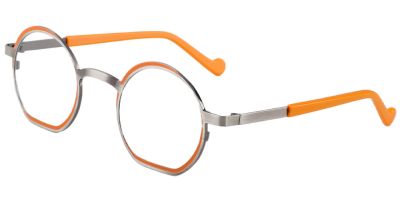 Round Prescription Glasses 23215 Gray Orange
