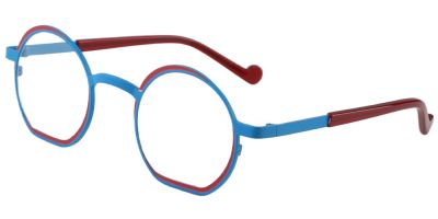 Round Prescription Glasses 23215 Blue Red