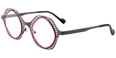 Round Prescription Glasses 23221 Black Red