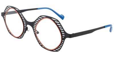 Round Prescription Glasses 23221 Black Blue