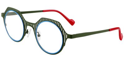 Round Prescription Glasses 23222 Green Blue