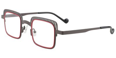 Square Prescription Glasses 23223 Black Red