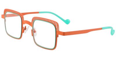 Square Prescription Glasses 23223 Orange Green
