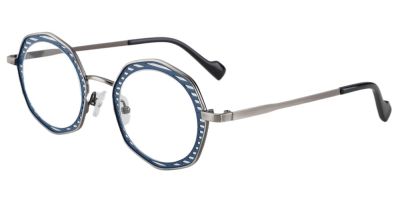 Round Prescription Glasses 23224 Gray Blue