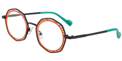 Round Prescription Glasses 23224 Black Red