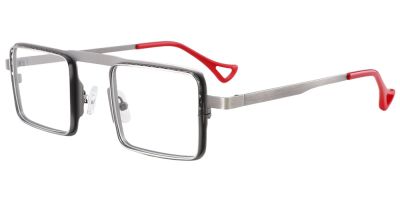  Square Prescription Glasses 23234 Gray Red
