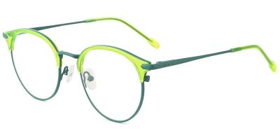 Round Prescription Glasses 35021 Green