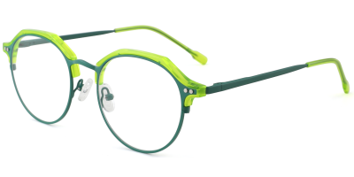 Round Prescription Glasses 35027 Green
