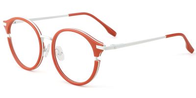 Round Prescription Glasses 35034 Red White