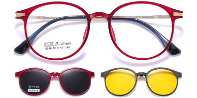Magnetic Clip-On Sunglasses 8518 Red