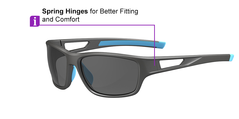 KA0611 Black Blue Prescription Sports Sunglasses