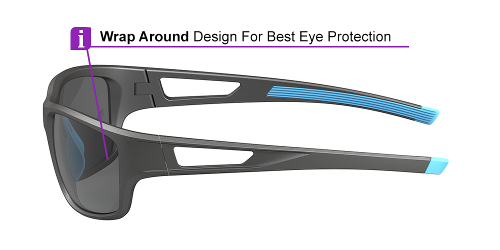 KA0611 Black Blue Prescription Sports Sunglasses