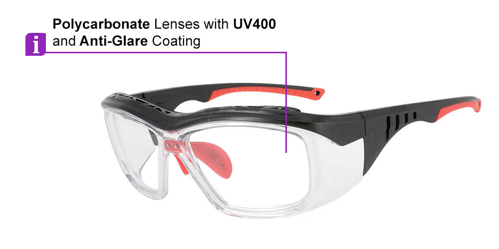 S007 Prescription Safety Glasses Red